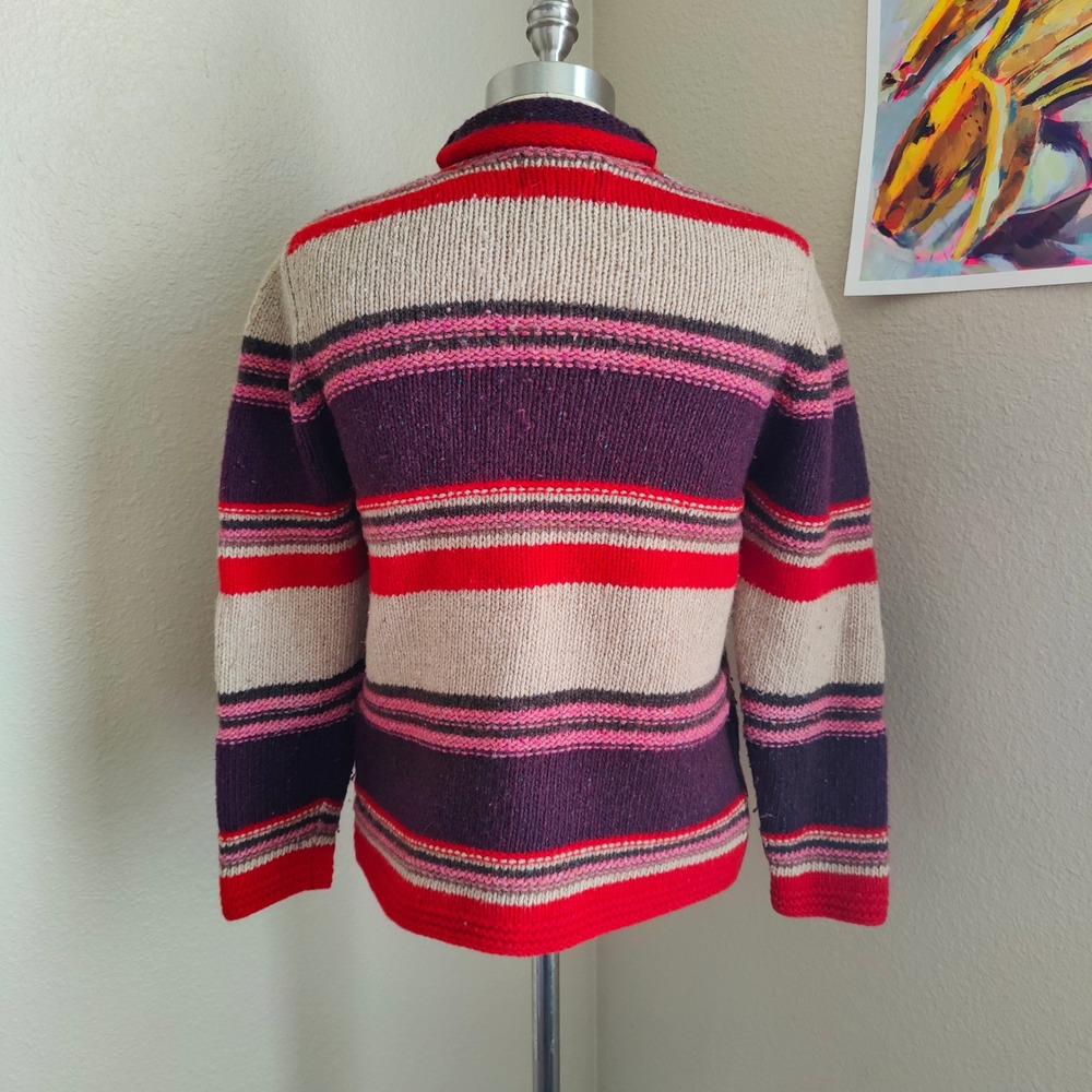 Vintage 90s Eddie Bauer Lambswool Sweater Rollneck Striped Whimsy Boho Artsy M - Picture 4 of 8